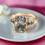 5.5ct Gray Certified Moissanite Engagement Ring-Black Diamonds New York