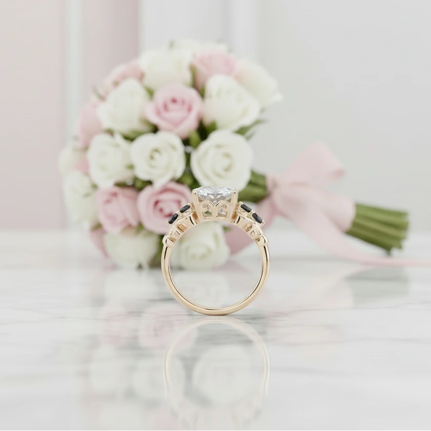 5.5ct Gray Certified Moissanite Engagement Ring-Black Diamonds New York
