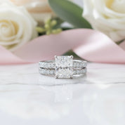 3ct Radiant Cut Diamond Bridal Ring Set-Black Diamonds New York