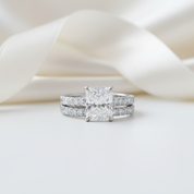 3ct Radiant Cut Diamond Option Bridal Ring Set-Black Diamonds New York