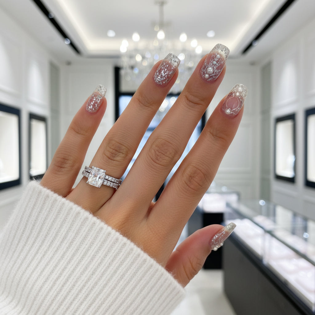 3ct Radiant Cut Diamond Bridal Ring Set-Black Diamonds New York