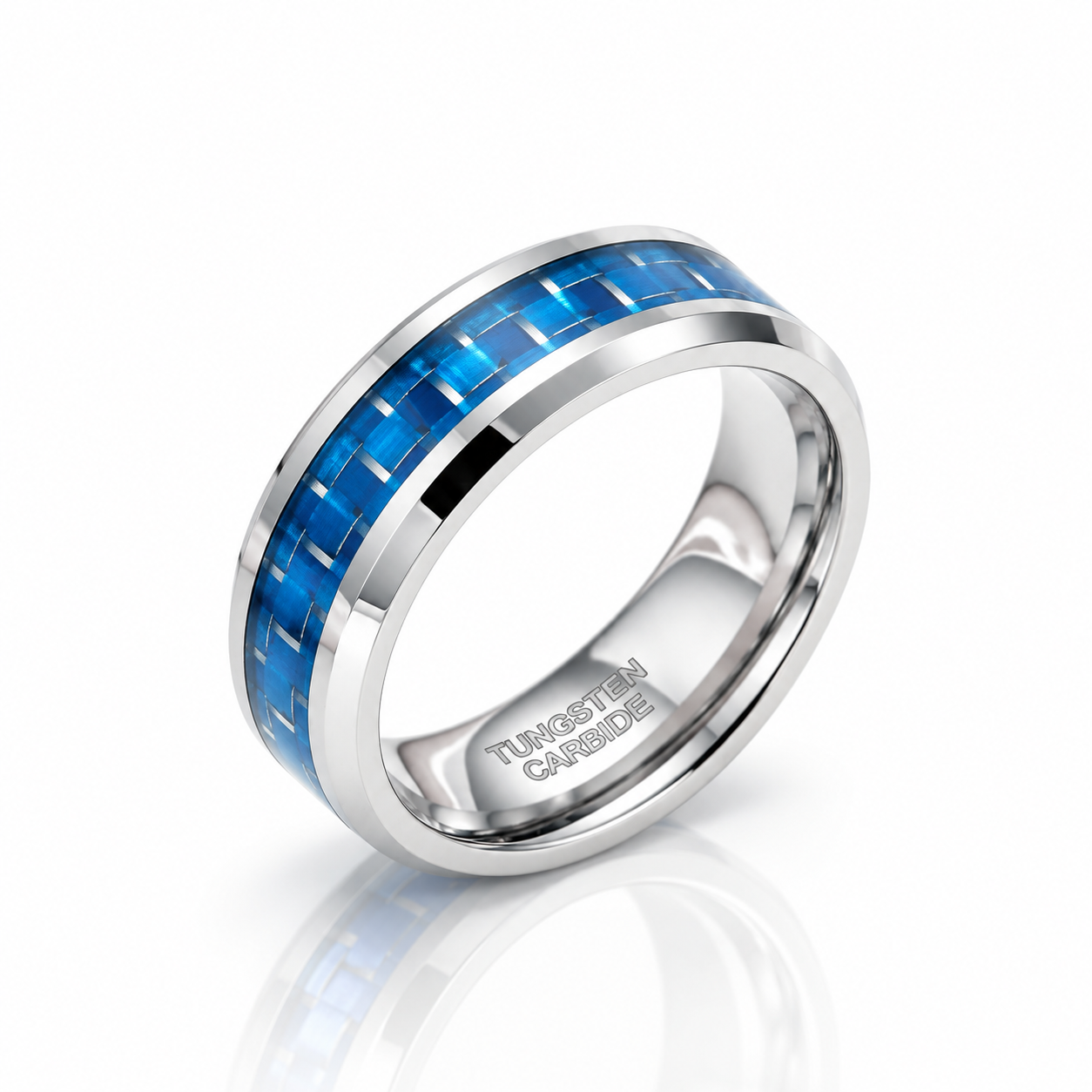 Men's Tungsten Wedding Band with Carbon Fiber-Black Diamonds New York