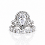 Eternity Double Halo Pear Cut Wedding Set-Black Diamonds New York