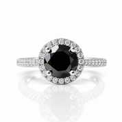 3.0 Ct Round Black Diamond Option Engagement Ring-Black Diamonds New York