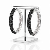 Delicate Black Spinel Hoop Earrings-Black Diamonds New York