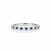 Half Eternity Blue And White Sapphire Wedding Band-Black Diamonds New York