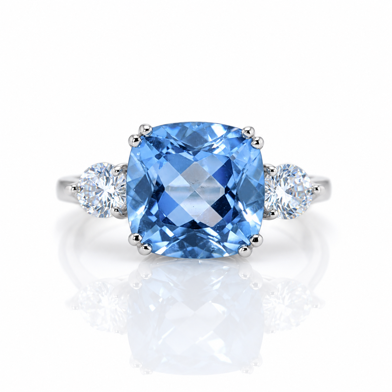 5.22 Ct Iolite Blue Mystic Quartz Engagement Ring-Black Diamonds New York