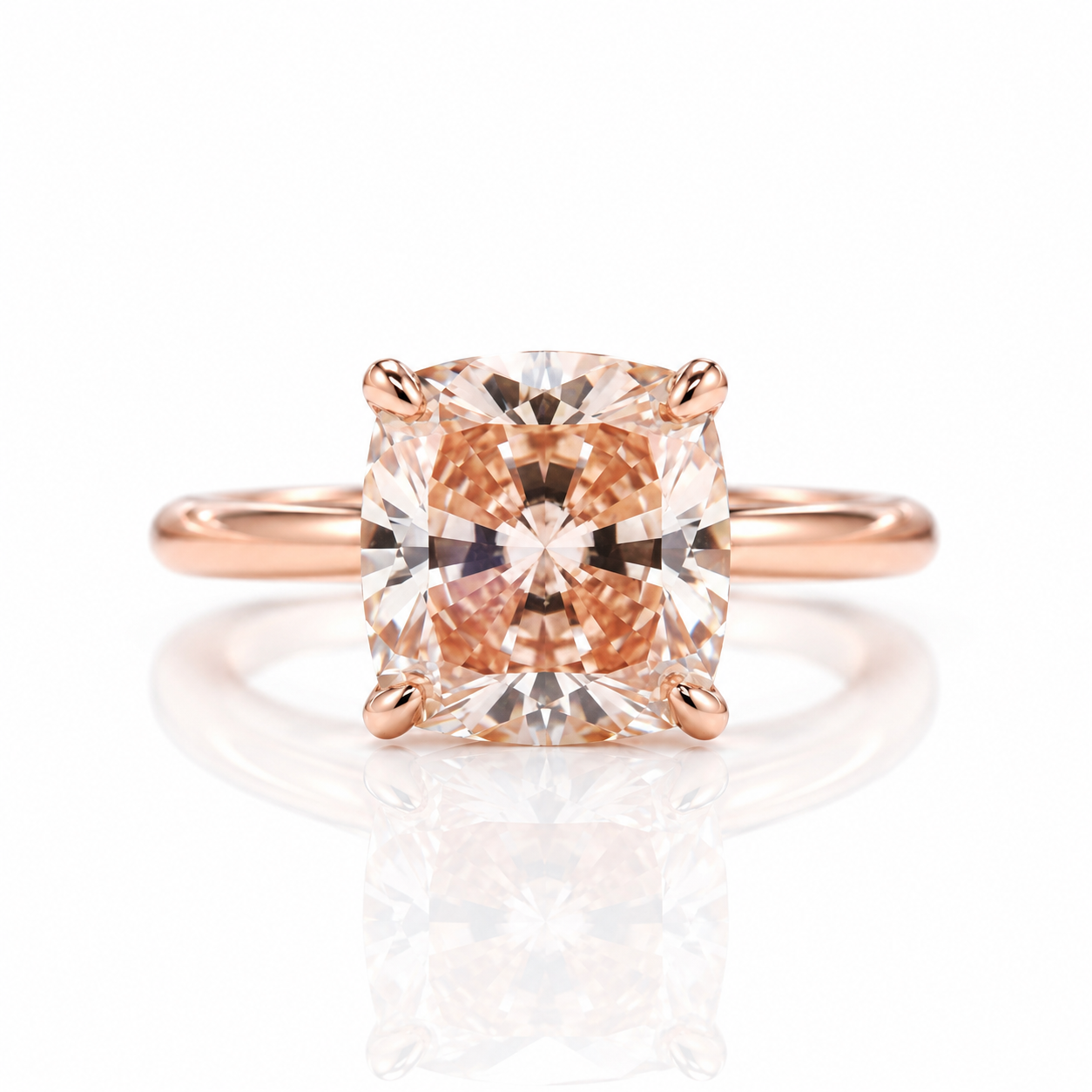 3.0ct Cushion Cut Champagne Engagement Ring-Black Diamonds New York