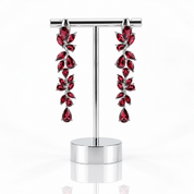 20.35 Ctw Red Garnet Leaves Elegant Drop Earrings-Black Diamonds New York