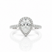18K White Gold Pear Cut 1 Carat Diamond Option Water Drop Engagement Ring-Black Diamonds New York