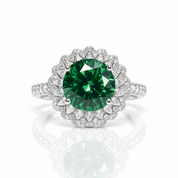 6 Carat Round Cut Green Diamond Option Halo Engagement Ring-Black Diamonds New York