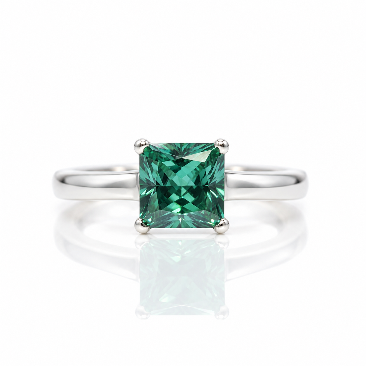 1 Carat Princess Cut Green Diamond Option Engagement Ring-Black Diamonds New York