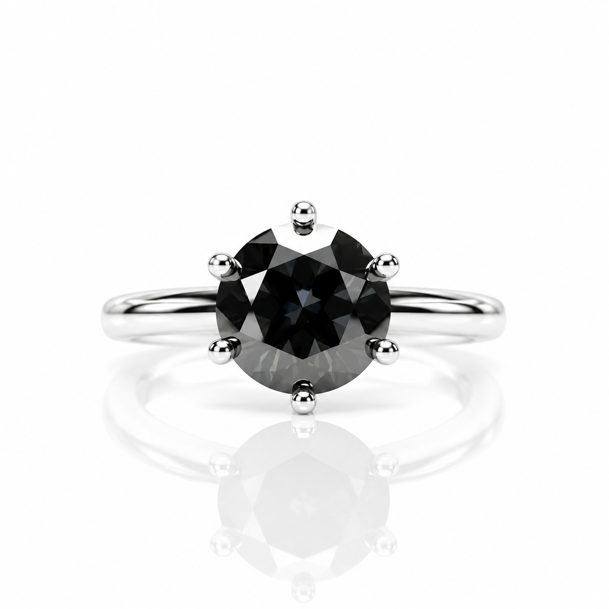 1 Carat Round Cut Black Diamond Option Engagement Ring-Black Diamonds New York