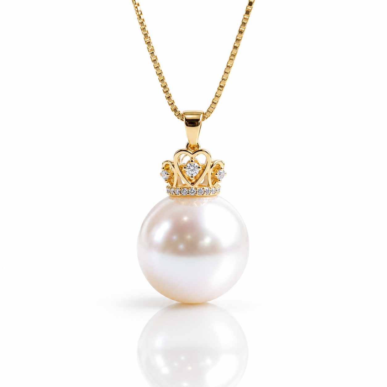 18k Crown Option Freshwater Pearl Necklace With Diamond Option-Black Diamonds New York