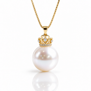 18k Crown Option Freshwater Pearl Necklace With Diamond Option-Black Diamonds New York
