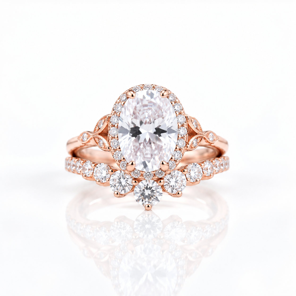 Rose Gold 2.0ct Oval Cut Women's Wedding Set-Black Diamonds New York