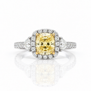 18k White Gold Cushion Cut Yellow Diamond Option Engagement Ring-Black Diamonds New York