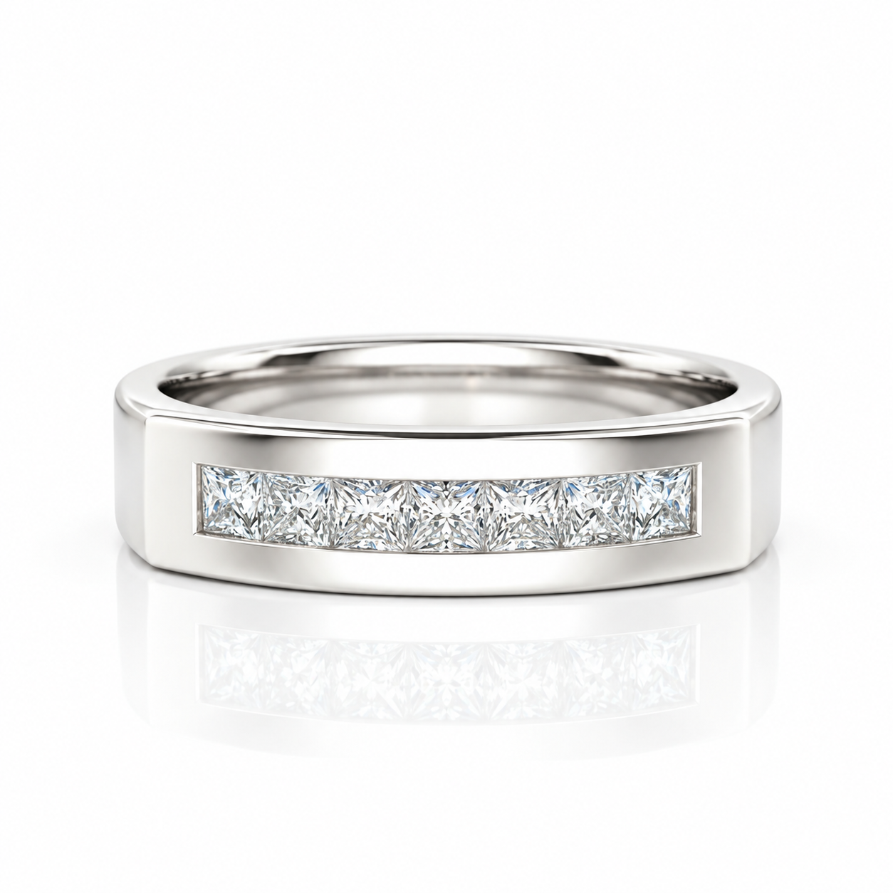 Princess Cut Diamond Option Minimalist Design Men's Ring-Black Diamonds New York