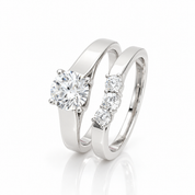 White Gold Round Cut Diamond Option Polished Engagement Ring Set-Black Diamonds New York