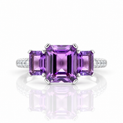 3.75Ct Amethyst Gemstone Rope Band Stackable Ring-Black Diamonds New York