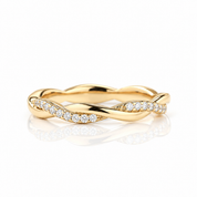Yellow Gold Twist Infinity Wedding Ring Band-Black Diamonds New York