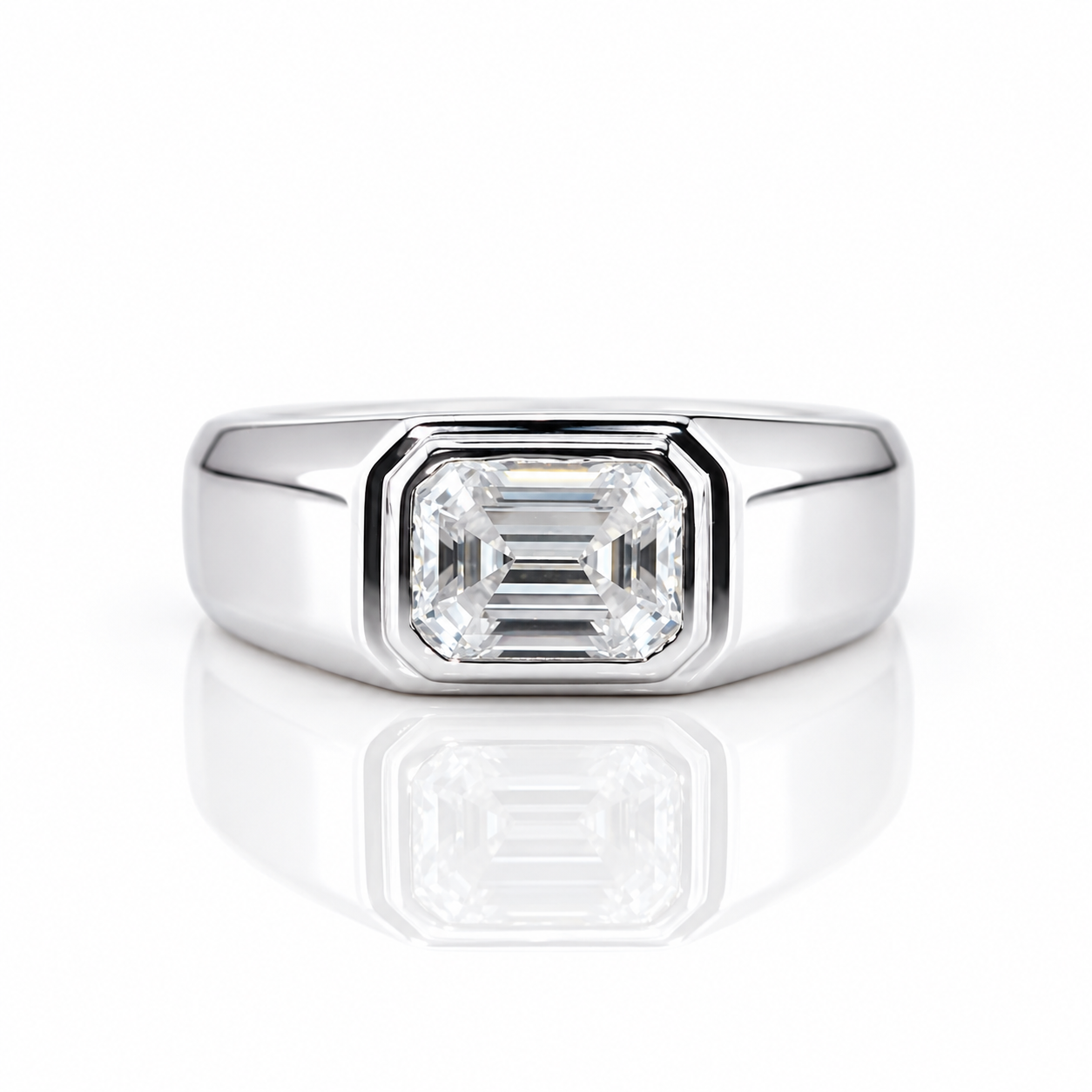 2ct Emerald Cut Diamond Option Unisex Ring-Black Diamonds New York