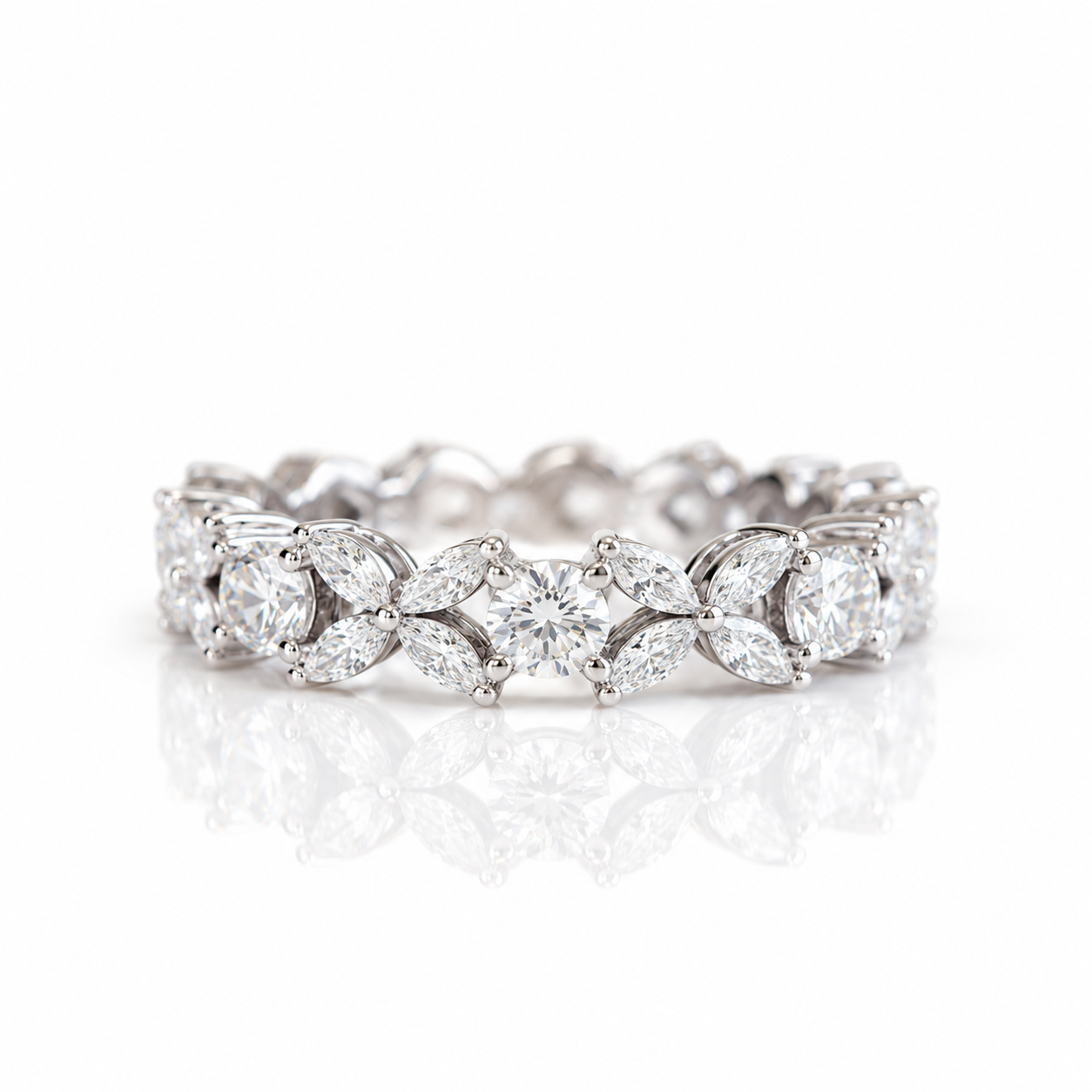 Butterfly Design Infinity Wedding Ring Band-Black Diamonds New York