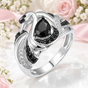 Black Swan Black Stone Statement Ring