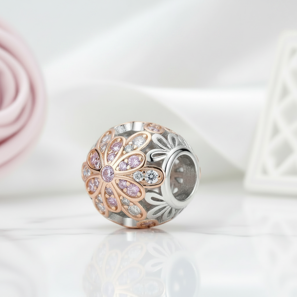 Blooming Bud Charms with Round Diamond Option-Black Diamonds New York