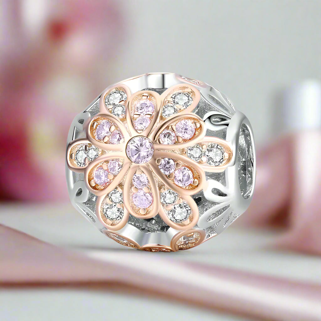 Blooming Bud Charms with Round Diamond-Black Diamonds New York