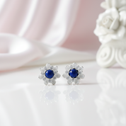Blooming Lotus Stud Earrings-Black Diamonds New York
