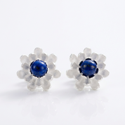 Blooming Lotus Stud Earrings-Black Diamonds New York