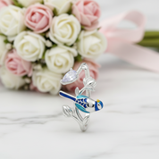 Blue Bird Dainty Leaf Open Ring-Black Diamonds New York