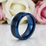 Blue & Black Classical Tungsten Wedding Band-Black Diamonds New York