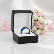 Blue & Black Classical Tungsten Wedding Band-Black Diamonds New York