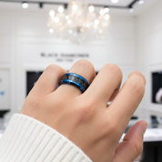 Blue & Black Classical Tungsten Wedding Band-Black Diamonds New York