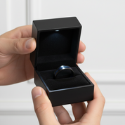 Blue Center Groove Tungsten Men's Wedding Band-Black Diamonds New York