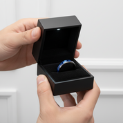 Blue Crushed Shell Tungsten Wedding Band-Black Diamonds New York