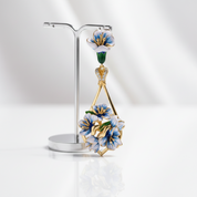 Blue Enamel Flower with Diamond Option Pendant-Black Diamonds New York
