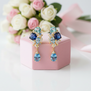 Blue Gemstone Drop Earrings-Black Diamonds New York