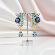 Blue Gemstone Drop Earrings-Black Diamonds New York