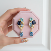 Blue Gemstone Drop Earrings-Black Diamonds New York