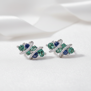 Blue & Green Spinel with Diamond Option Earrings-Black Diamonds New York