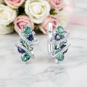 Blue & Green Spinel with Diamond Option Earrings-Black Diamonds New York