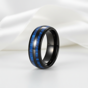 Blue Maple Inlay Men's Tungsten Wedding Band-Black Diamonds New York