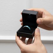 Blue Opal Men's Tungsten Wedding Band-Black Diamonds New York