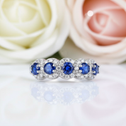 Round Blue Diamond Eternity Wedding Band-Black Diamonds New York