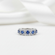 Round Blue Diamond Option Eternity Wedding Band-Black Diamonds New York