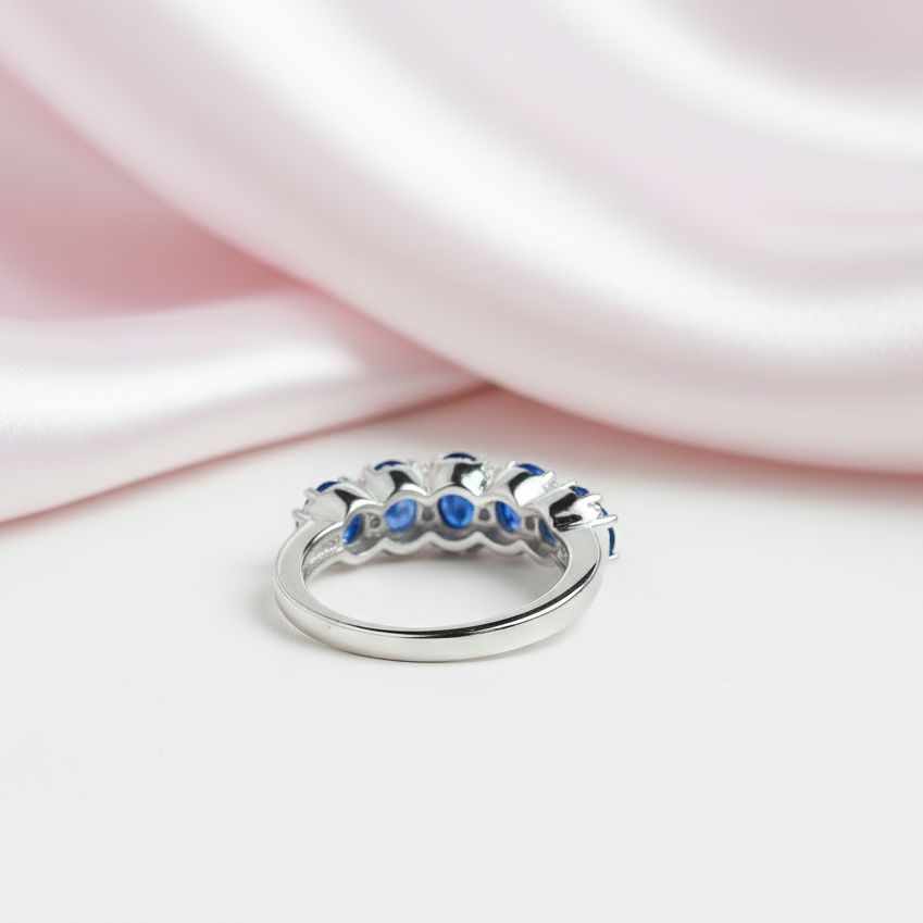 Round Blue Diamond Eternity Wedding Band-Black Diamonds New York