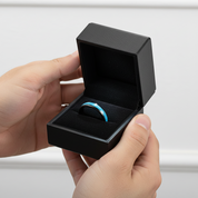 Blue Turquoise Tungsten Men's Wedding Band-Black Diamonds New York